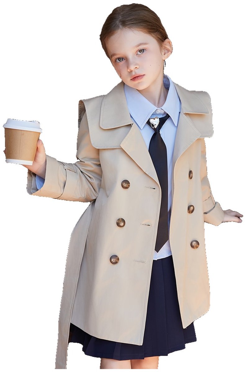 Currero Mantel Meisjes Tussenmantel Meisje Winter Jas Mantelpakje Trenchcoat Overjas Overcoat Winterjas 15 Jaar Beige