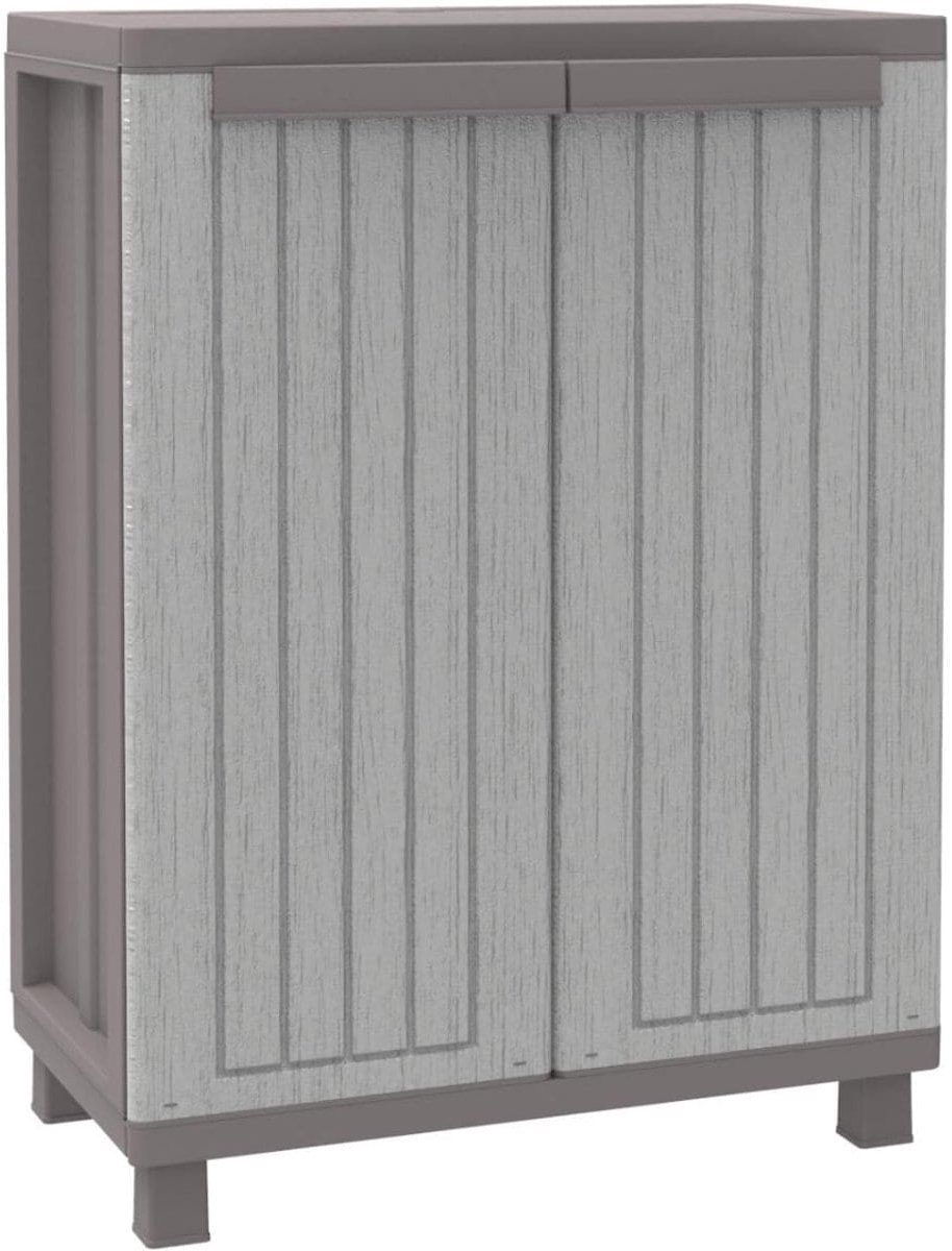 Klarven® Tuinkast Grijs - Kunststof en Afwasbaar - Compact, Onderhoudsvriendelijk en Overzichtelijk Opbergen - B 30 x D 40 x H 40 cm