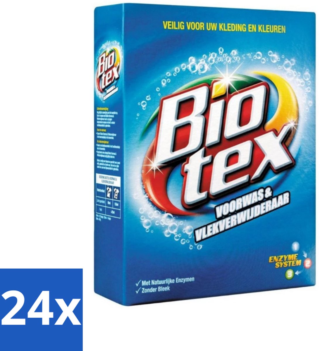 Biotex - Voorwas & Waskrachtversterker - Waspoeder - Witte en Gekleurde Was - 80 Wasbeurten - Voordeelverpakking - 24 stuks