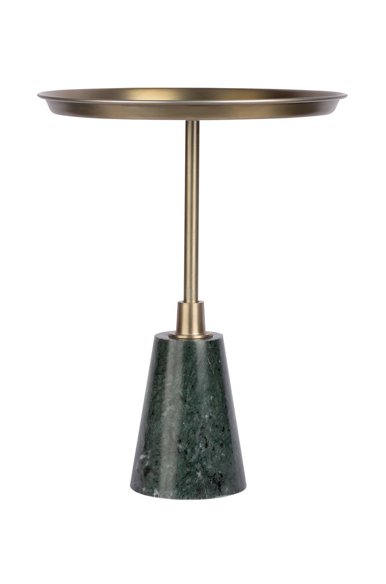 Padiro ronde bijzettafel Ø 38 x 51 cm - zwart en goud - Modern Art-Déco Glamour Look - met marmeren voet - ijzer en aluminium