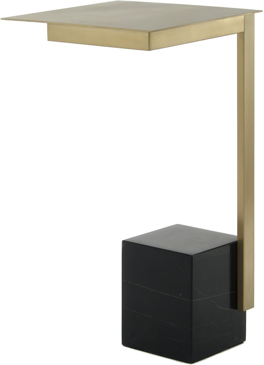 Padiro vierkante bijzettafel 30 x 30 x 56 cm - zwart - Modern Art-Déco Glamour Look - met marmeren voet - glazen tafelblad - roestvrij staal