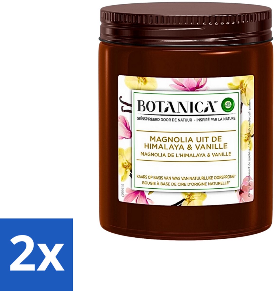 2 x Botanica by Air Wick - Geurkaars - Vanille & Magnolia - 40 Uur Brandduur - Geurkaars - Vanille - Magnolia - Botanica - Air Wick