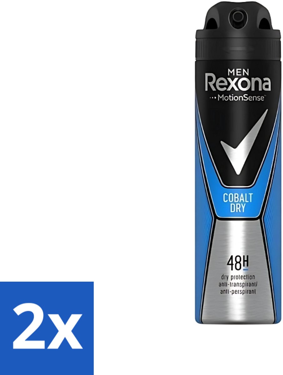 2 x Rexona Men - Deodorant Spray - Motion Sense - Cobalt Dry - Anti-Transpirant & Perspirant - 150ml - Anti-transpirant - Deodorant - Mannen - Frisse Geur - Langdurige Bescherming