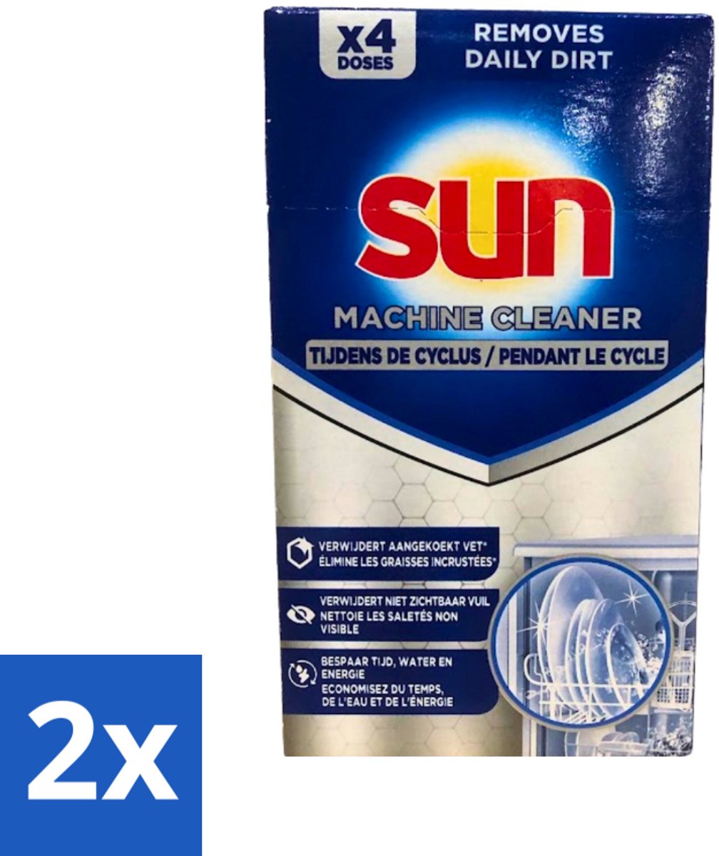 2 x Sun - Machine Cleaner - In-Wash - Vaatwasmachinereiniger - 4 Wasbeurten - Vaatwasserreiniger - Vaatwasseronderhoud - Vaatwasser Ontkalken - Vaatwasser Ontvetten - Vaatwasser Schoonmaken