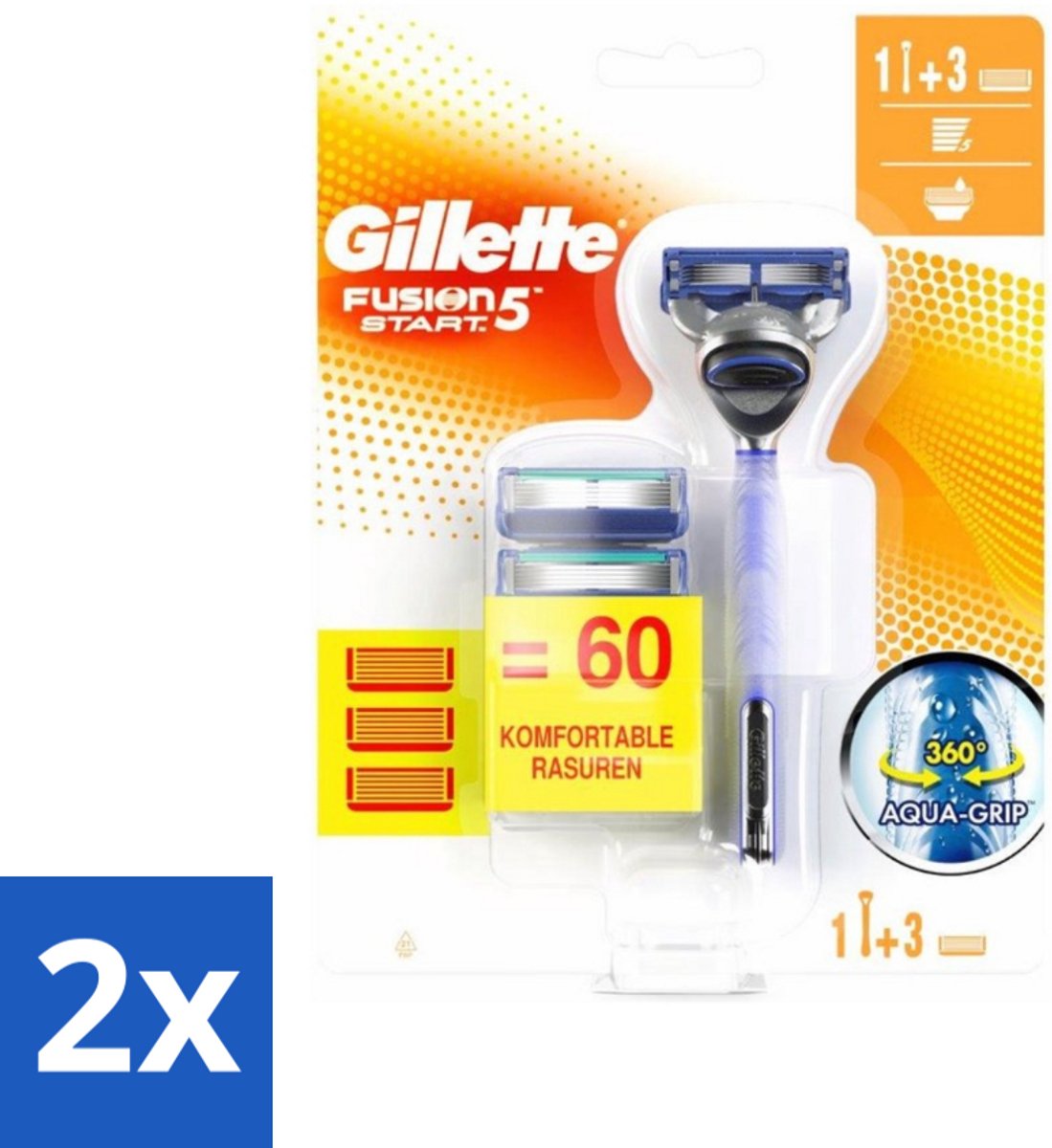 2 x Gillette Fusion 5 - Scheermesje - Ergonomisch ontwerp - 2 Extra Navulmesjes - Scheermesjes - Scheermes - Gillette Fusion5 - Scheermesjes Mannen - Gladde Scheerbeurt