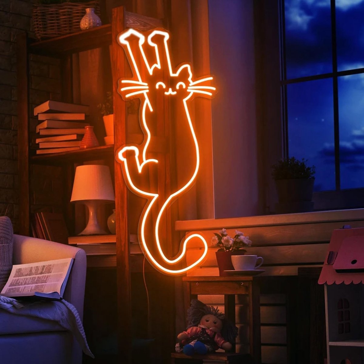 Neon LED Lichtdecoratie met Kattenpoot Motief voor een Speelse Sfeer in Huis