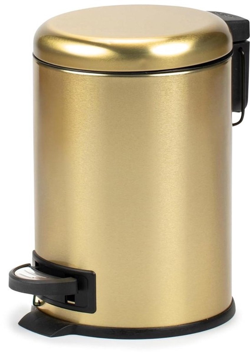 Roestvrij stalen vuilnisemmer met voetpedaal - 3 liter - uitneembare binnenruimte - soft-close - BPA-vrij - goudkleurig - 175 x 225 x 25 cm