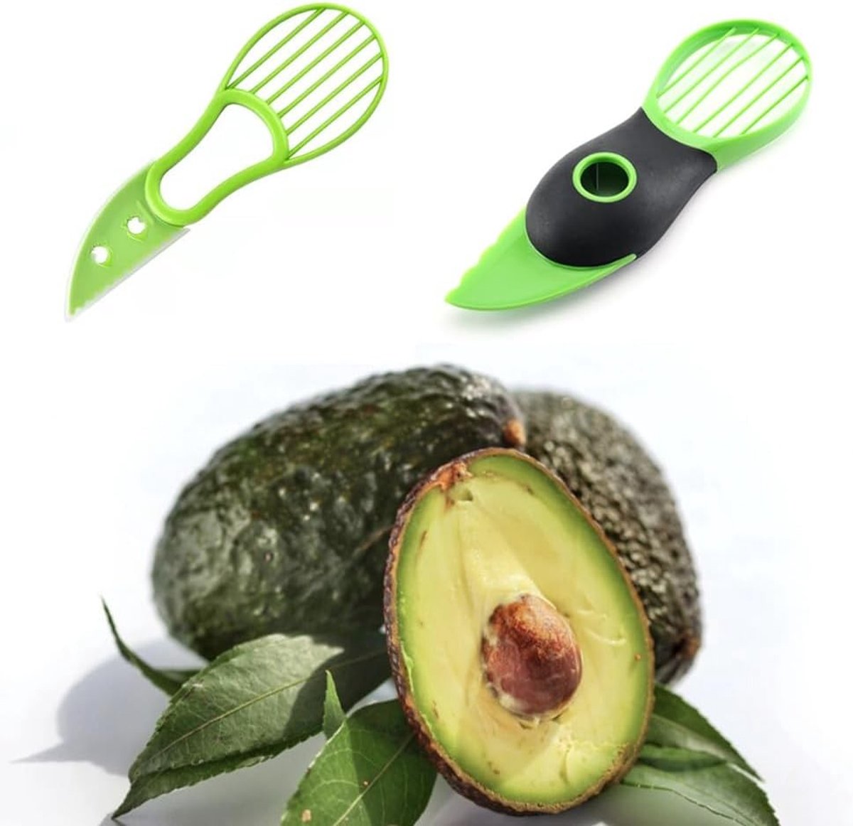 Avocado snijder en opener set, 3-in-1 met pulp schraper, ideaal voor het snijden en pellen van avocado's en andere groenten en fruit