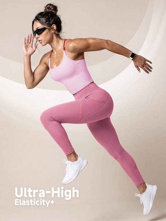 Currero Pilates Pak Dames - Yoga - Buttshaper - Gym - Fitness - Butt Lift - Bil Vergrotend - Heup Liftend - Yogakleding - Roze + Roze S — afbeelding 4