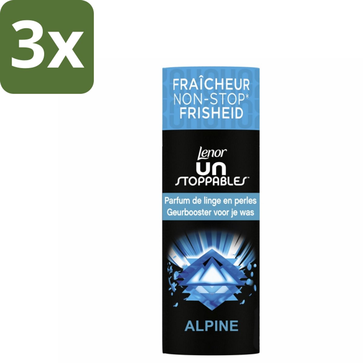 3 x Lenor Unstoppables – Geurbooster – Alpine – 19 Wasbeurten – 235 g - Geurbooster Wasgoed - Frisheid Wasgoed - Citrus Geur - Bloemen Geur - Kruiden Geur