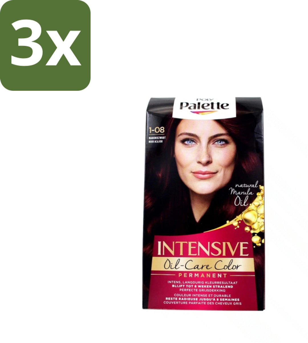 3 x Poly Palette – Haarverf – 45505 Mahoniezwart – 115 ml - Donker Haar Kleuren - Mahoniezwarte Haarkleur - Warme Mahonietonen - Diepzwarte Haarkleur - Haarverzorging