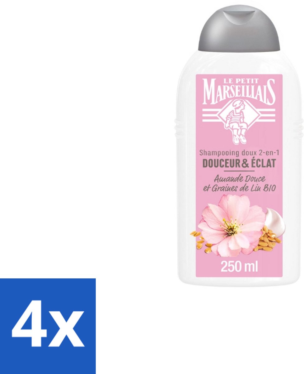 Le Petit Marseillais – Shampoo – Amande Douce & Graines de Lin Bio – 250 ml - Voordeelverpakking - 4 stuks