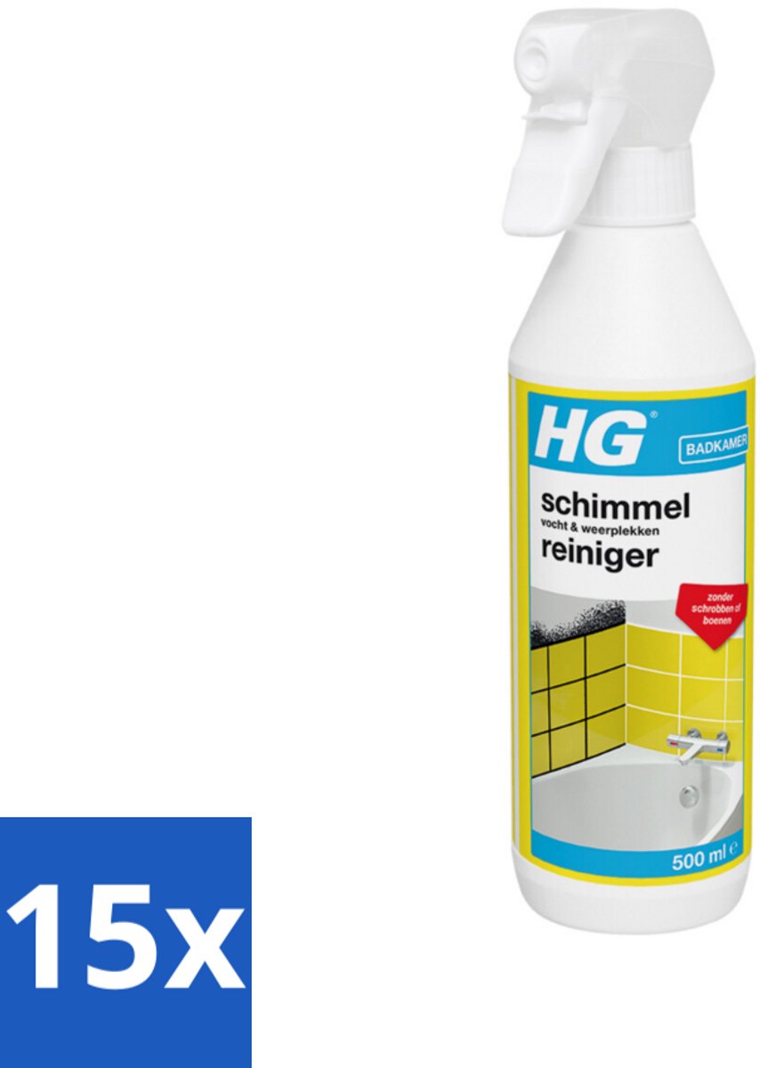 15 x HG Schimmel-, Vocht- en Weerplekkenreiniger 500 ml - Schimmelreiniger - Vochtverwijdering - Weerplekkenreiniger - Schimmel In Badkamer - Schimmel In Stucwerk
