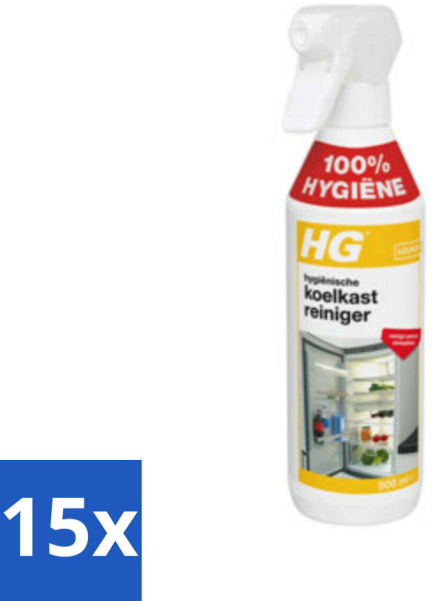 15 x HG Hygienische Koelkast Reiniger 500 ml - Koelkast Reinigen - Koelkast Reinigingsmiddel - Hygiënische Koelkastreiniger - Koelkast Reinigen Zonder Afspoelen - Koelkast Reinigen Snel