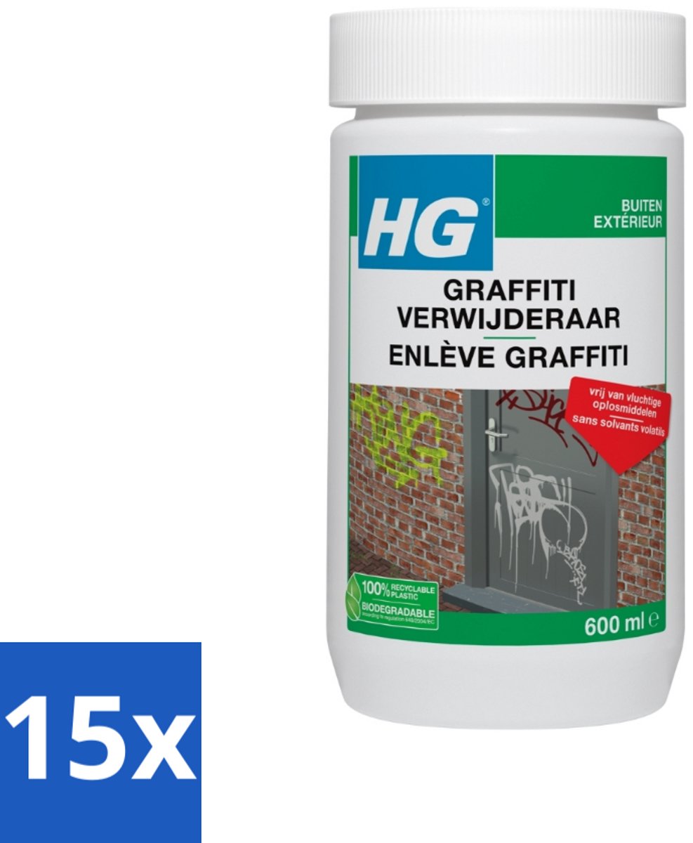 15 x HG - Graffitiverwijderaar - Voor Harde & Zachte Oppervlakken - 600 ml - Graaffitiverwijderaar - Verf Verwijderen - Graffiti Verwijderen - Reinigingsmiddel - Oppervlak Reinigen