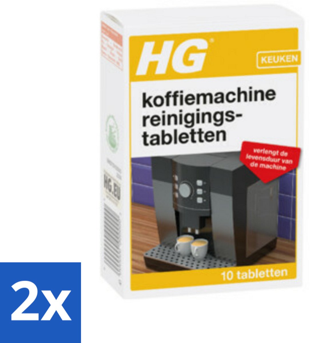 2 x HG Koffiemachine Reinigingstabletten 10 tabletten - Koffiemachine Reiniging - Ontkalken Koffiemachine - Koffievet Verwijderen - Koffiemachine Onderhoud - Koffiemachine Schoonmaken