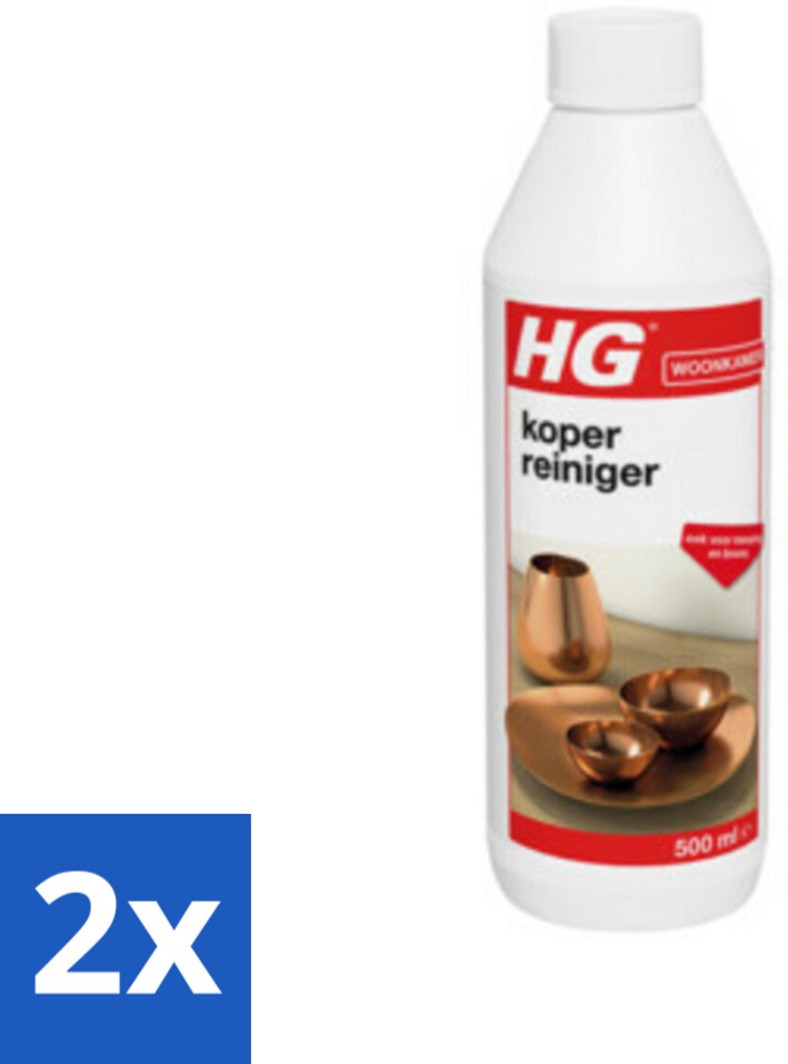 2 x HG Koper Reiniger 500 ml - Koper Reiniger - Koper Poetsen - Koper Glans - Messing Reiniger - Brons Reiniger