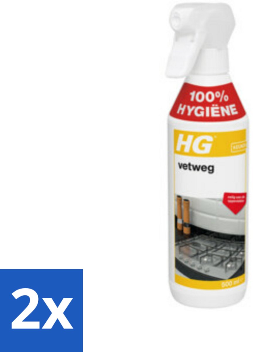 2 x HG Vetweg 500 ml - Keukenreiniger - Vetverwijderaar - Vetvlekken - Roestvrijstaal Reiniger - Gegalvaniseerd Staal Reiniger