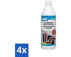4 x HG Vloeibare Ontstopper 1 liter - Badkamer Ontstopper - Verstopping Oplossen - HG Ontstopper - Vloeibare Ontstopper - Wasbak Ontstopper