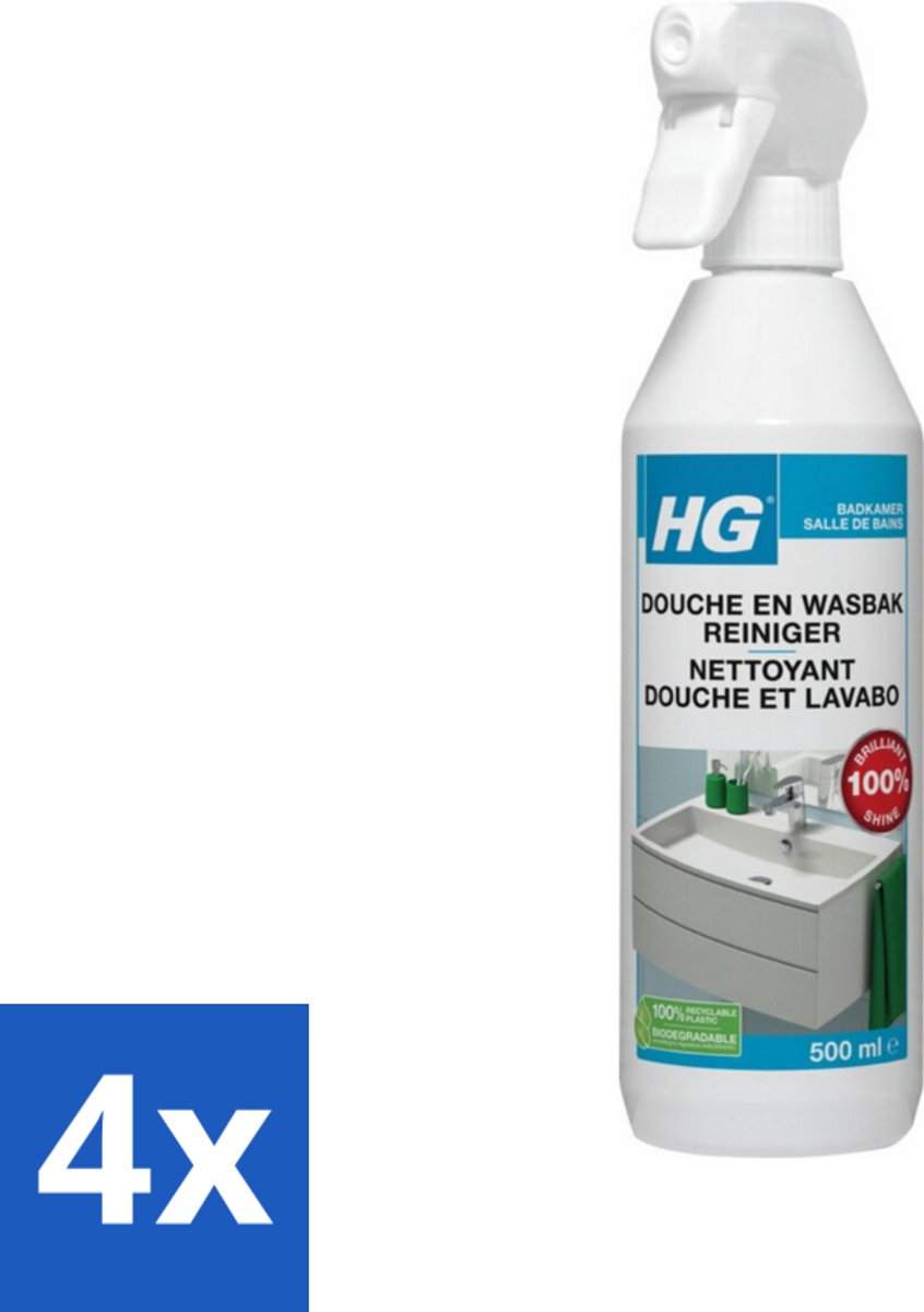 4 x HG Douche en Wasbakreiniger Alledag 500 ml - Badkamer Reiniger - Douche Reiniger - Wasbak Reiniger - Kalkaanslag Verwijderen - Glans Reiniger
