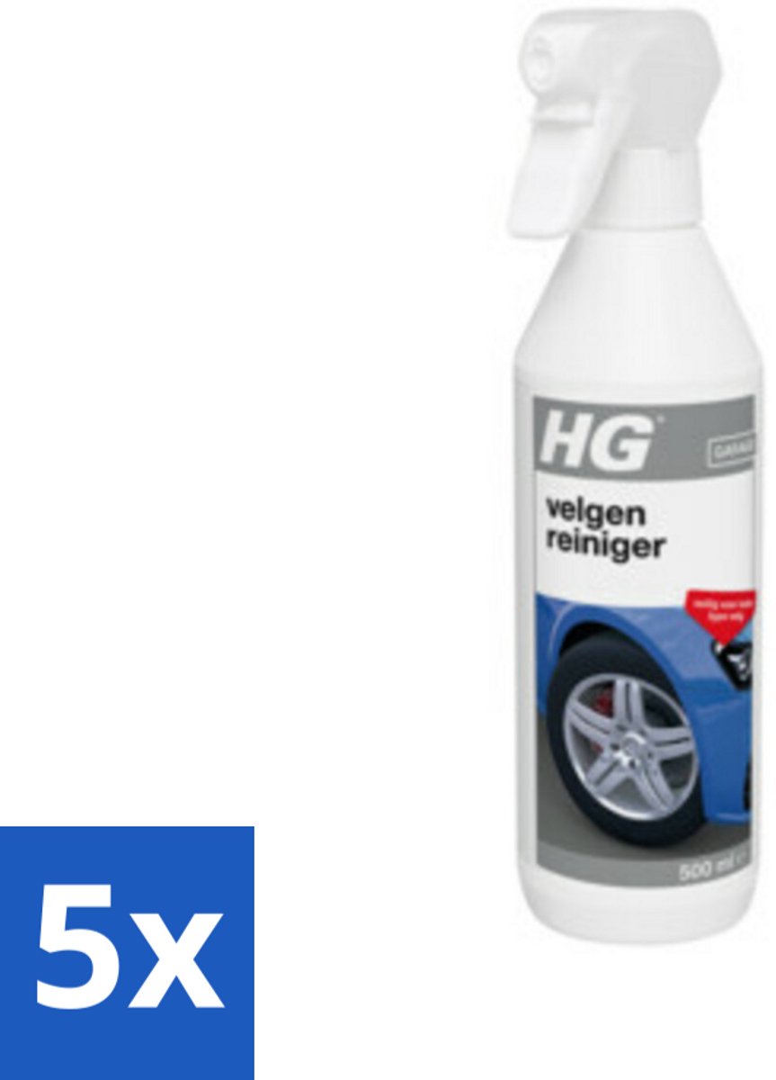 5 x HG Velgen Reiniger 500 ml - Velgenreiniger - Autovelgenreiniger - Remvloeistof - Vet Verwijderen - Velg Reinigen