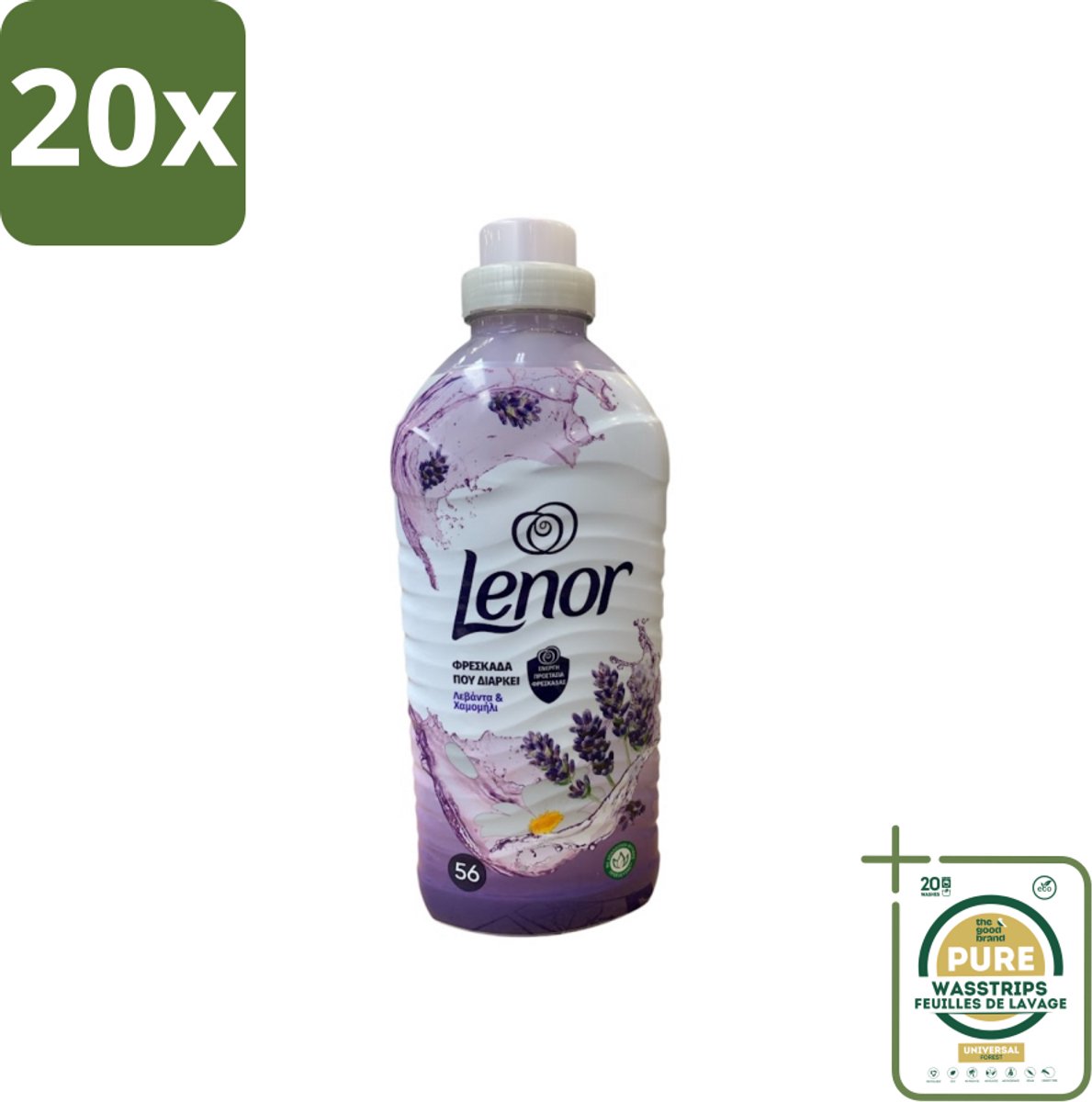 20 x Lenor – Wasverzachter – Lavender & Kamille – 56 Wasbeurten – 1176 ml - Grootverpakking - Wasverzachter - Lavendel - Kamille - Wasgeur - Wasverzachting