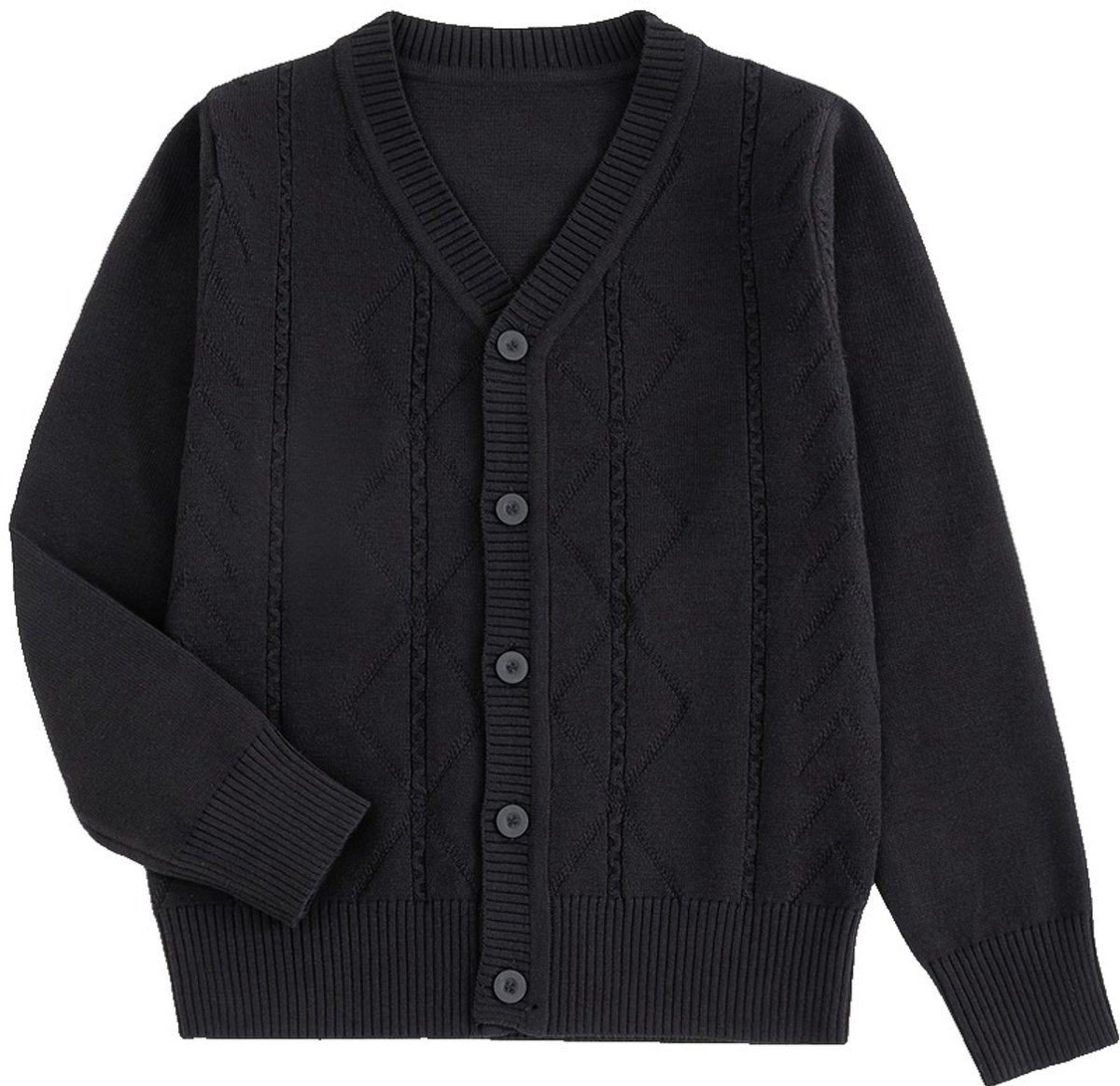 Currero Cardigan Jongens Vest Jongen Met Knopen Kinderen Warm Gebreid Vest Long 5-6 Jaar Zwart