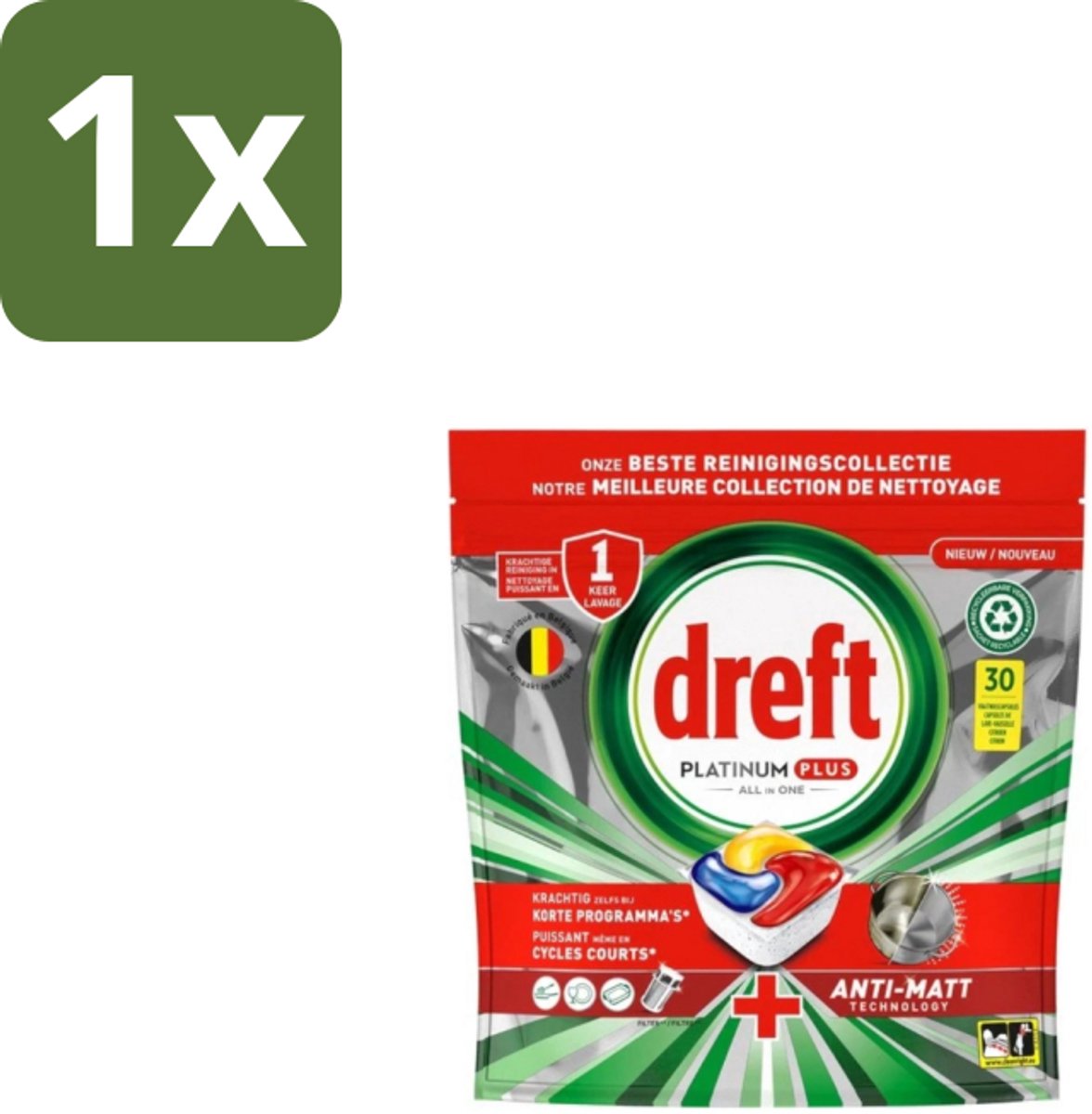 Dreft – Vaatwastabletten – Platinum Plus All-in-One – Original – 30 Tabletten - 1 stuk