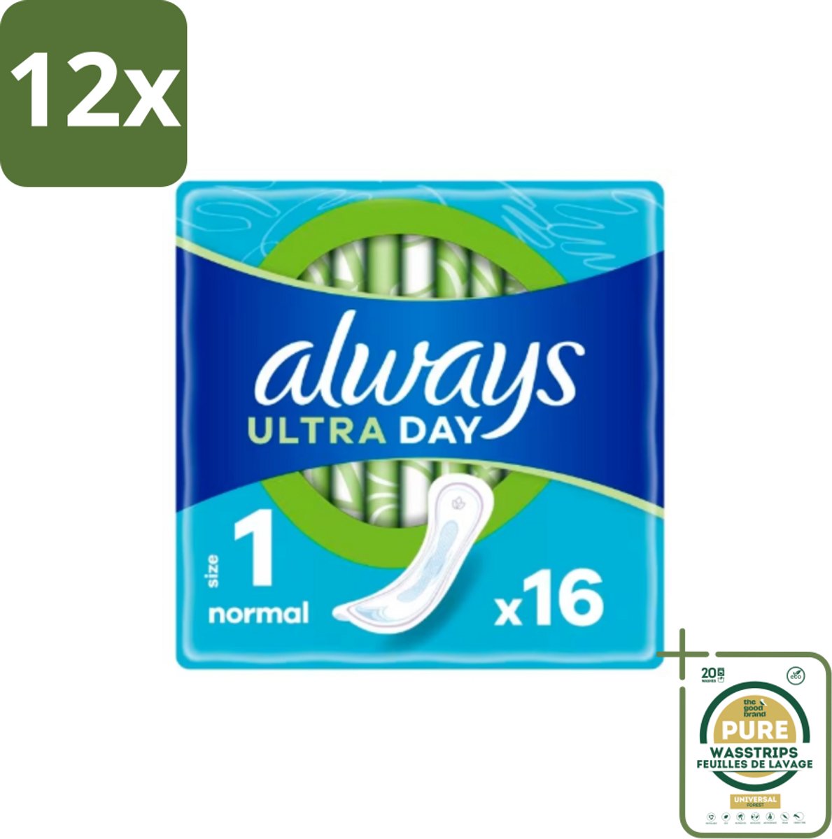 Always – Maandverband – Ultra Normal – 16 Maandverbanden - Voordeelverpakking - 12 stuks - Ultra normaal maandverband - Dagelijks maandverband
