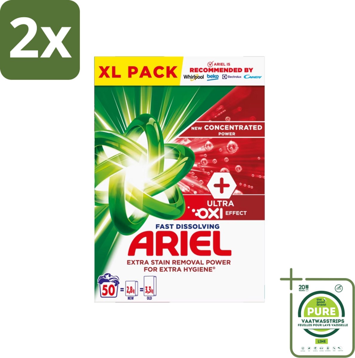 Ariel – Waspoeder – Oxi – 2,8 kg – 50 wasbeurten - Voordeelverpakking - 2 stuks - Waspoeder - Waspoeder oxi