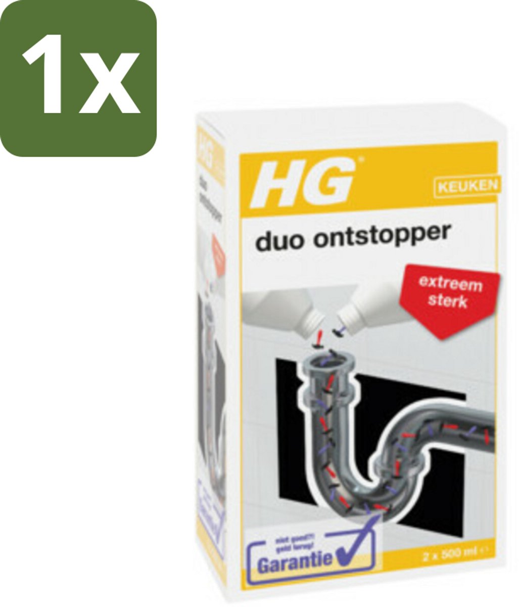 1 x HG Duo Ontstopper 1 liter - Ontstopper - Keuken Ontstopper - Badkamer Ontstopper - Vet Verstopping - Etensresten Verstopping