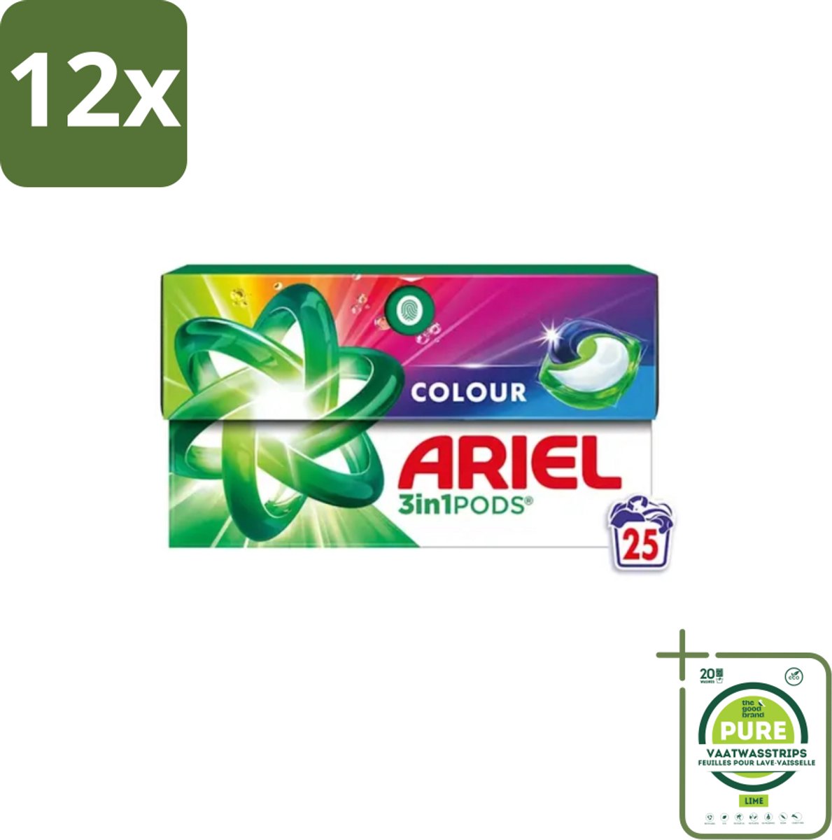 Ariel – Pods 3in1 – Color – 500 g – 25 wasbeurten - Voordeelverpakking - 12 stuks - Kleurwas - Kleurbehoud