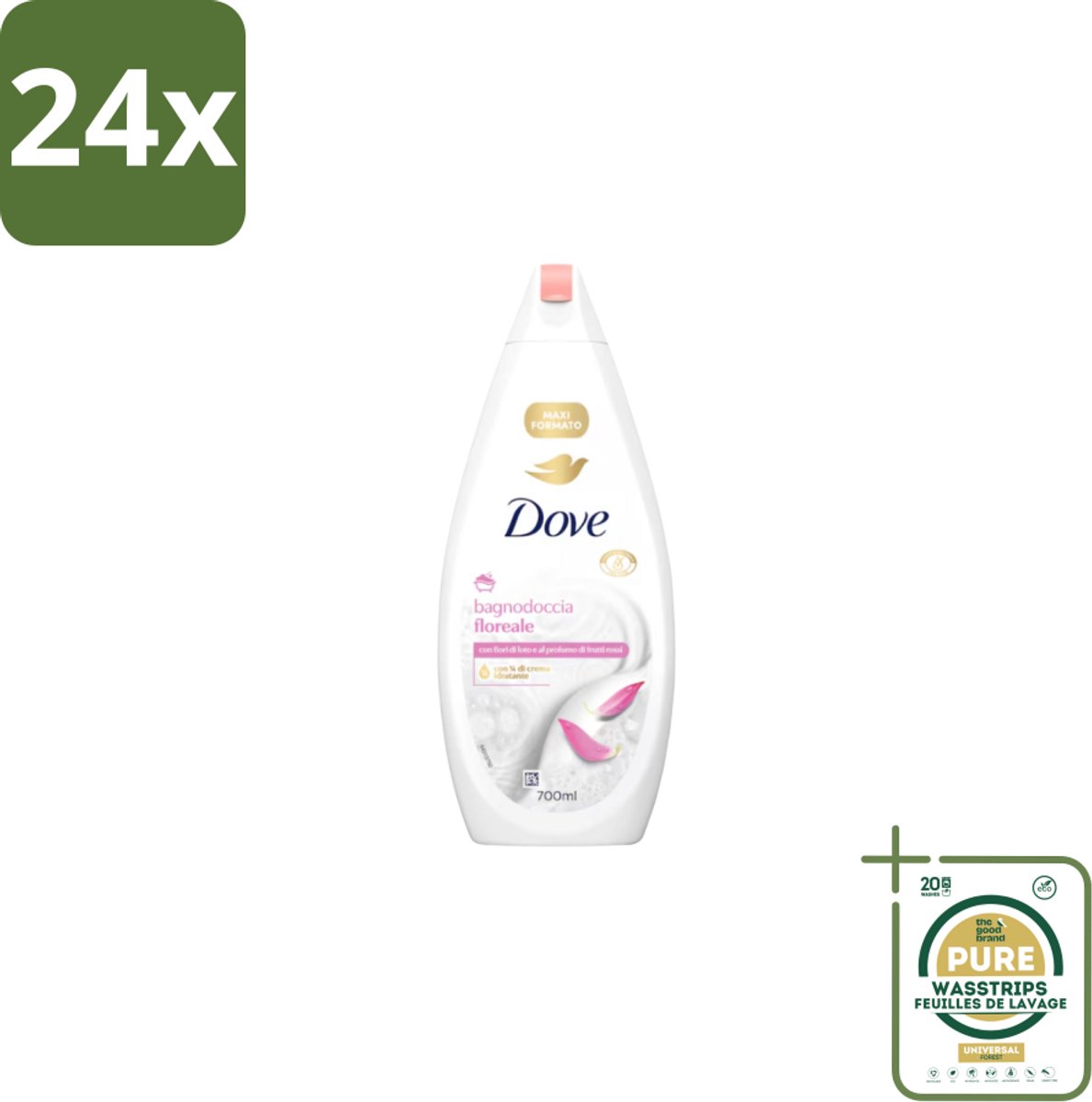 Dove – Badcrème – Soothing Almond Oil & Hibiscus – 720 ml - Voordeelverpakking - 24 stuks - Kalmerend - Schuim