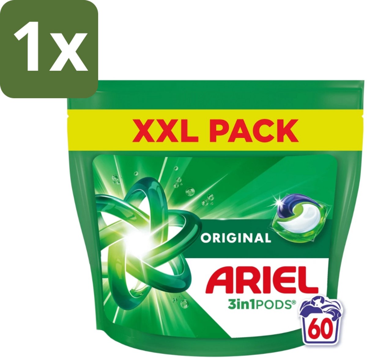 1 x Ariel – Pods 3in1 – Original – 60 wasbeurten - Ariel 3in1 Pods - Wasmiddel Capsules - Krachtige Vlekverwijdering - Koud Wassen - Wasmiddel Voor Kleding