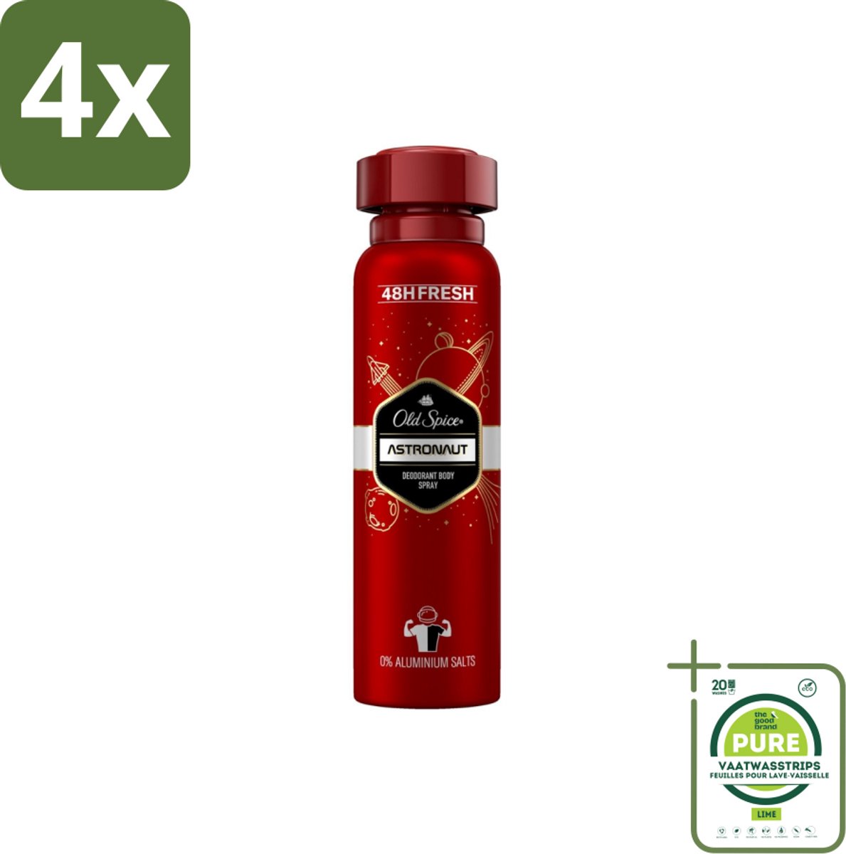 Old Spice – Deospray – Astronaut – 150 ml - Voordeelverpakking - 4 stuks - Astronaut deodorant - Aluminiumvrije deodorant