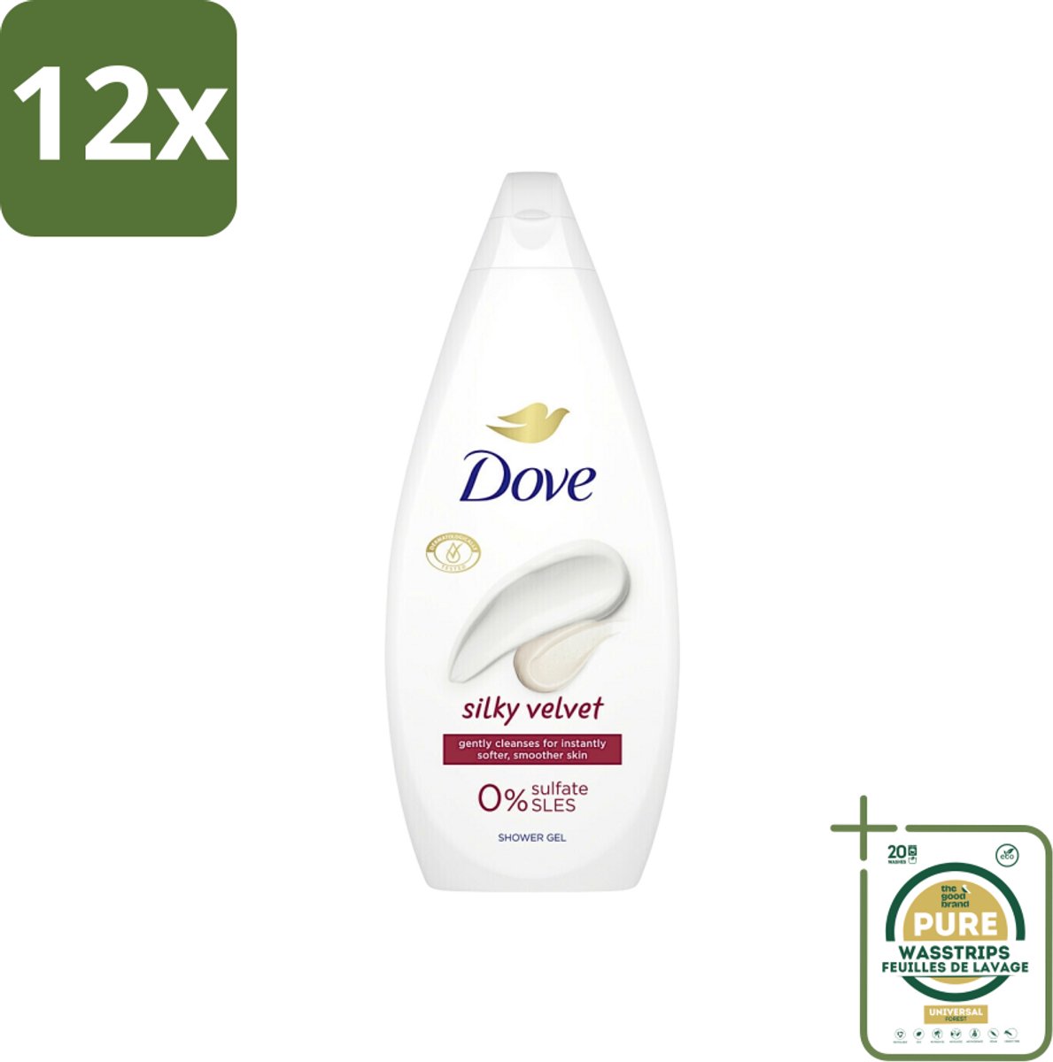 Dove Silky Velvet - Douchegel - Sulfaatvrij - 250 ml - Voordeelverpakking - 12 stuks - Silky Velvet - Zijdezachte huid