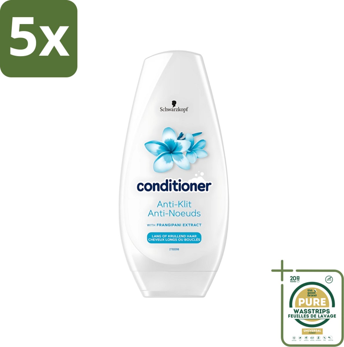 5 x Schwarzkopf - Conditioner - Anti-Klit - Lang of Krullend haar - 250ml - Grootverpakking - Anti-klit - Haar Verzorging - Klitvrij Haar - Soepel Haar - Zacht Haar