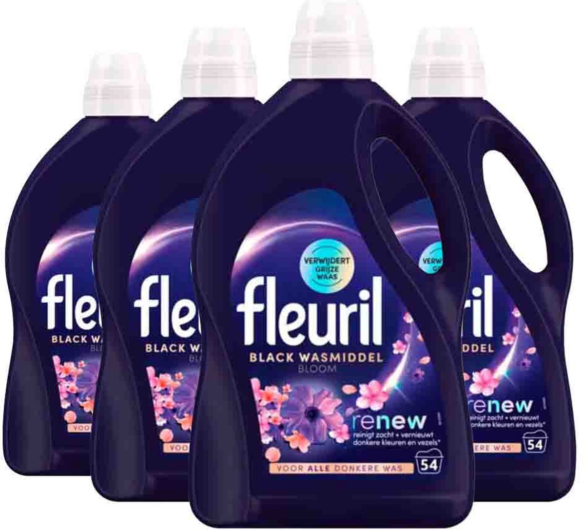 Fleuril Wasmiddel Black Bloom 54 Wasbeurten - 4 x 2,430 liter - Voordeelverpakking