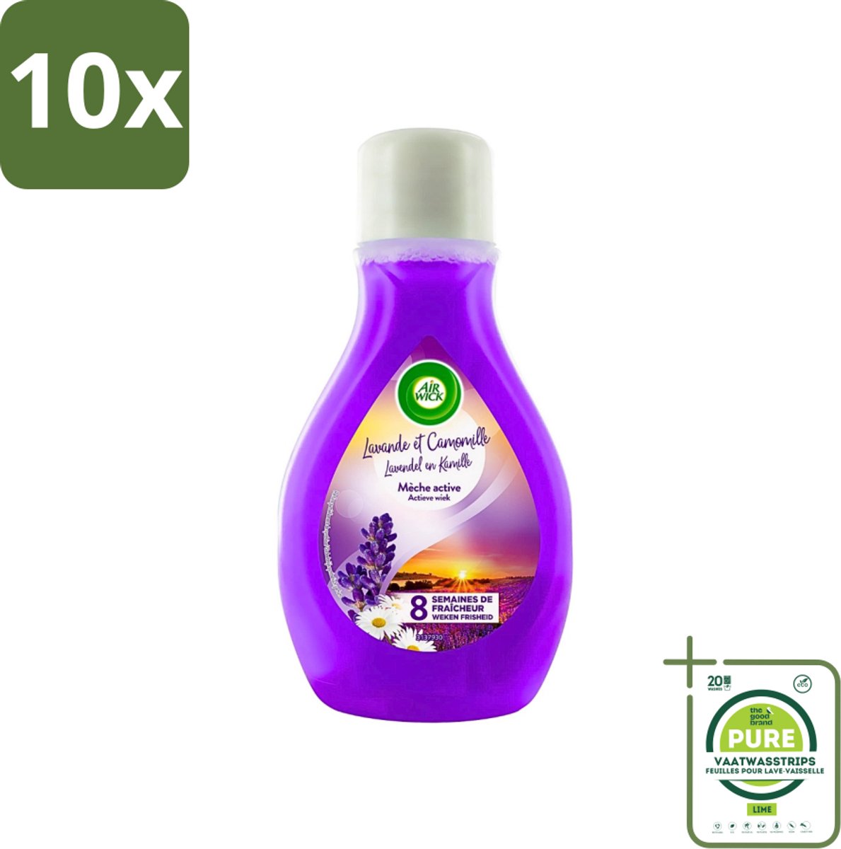 10 x Air Wick - Actieve Wiek Luchtverfrisser - Lavendel & Kamille - 375ml - Grootverpakking - Luchtverfrisser - Lavendel - Kamille - Geur - Geurverspreiding