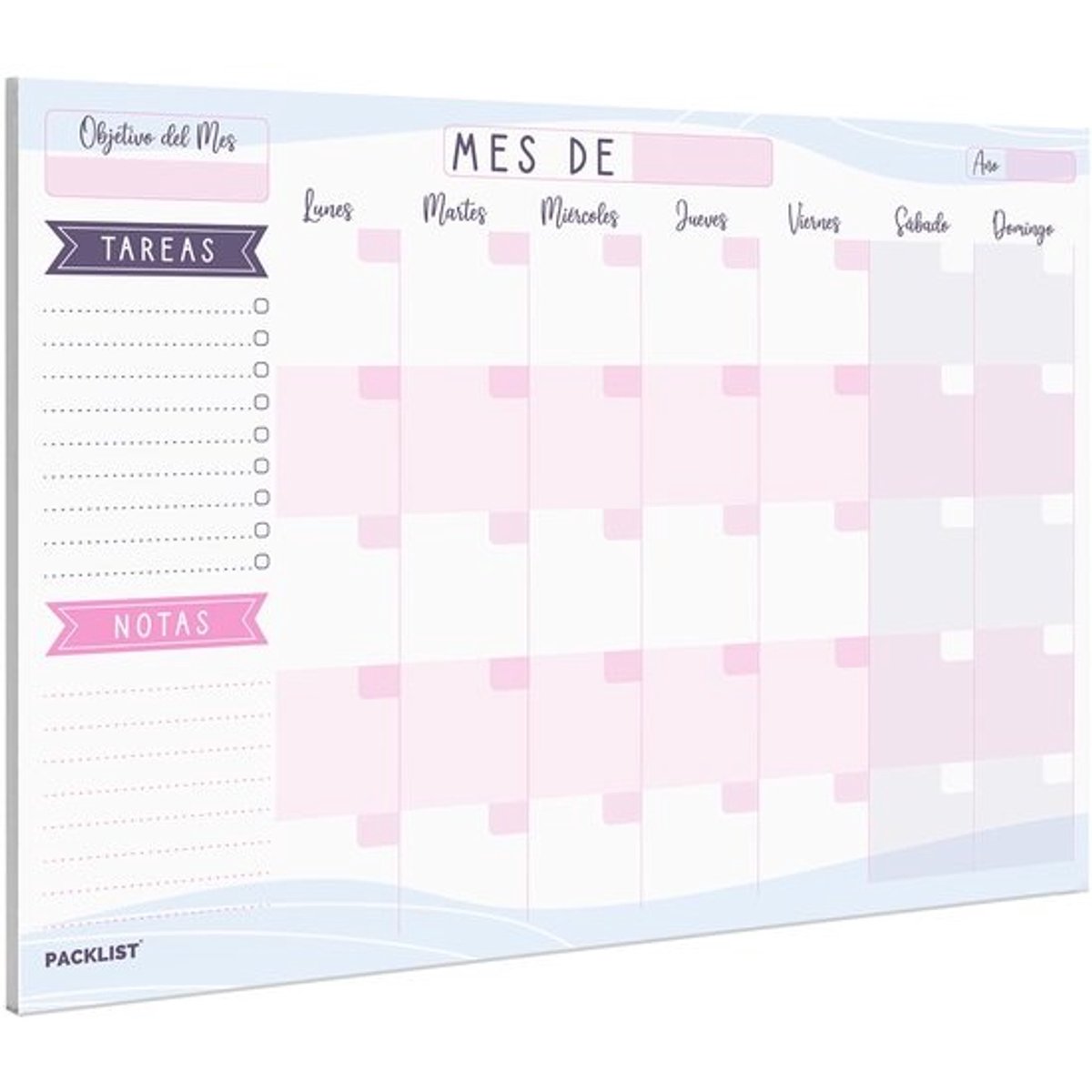 SnelShoppen - PACKLIST® Maandplanner Spaans A4 Organizer - Eeuwigdurende Agenda Zonder Datum - 25 Vellen Maandformaat voor Efficiënte Planning