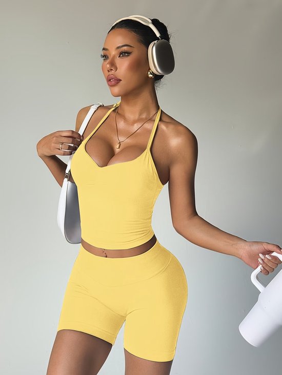 Currero Pilates Pak Dames - Yoga - Buttshaper - Gym - Fitness - Butt Lift - Bil Vergrotend - Heup Liftend - Yogakleding - Geel XS — afbeelding 4