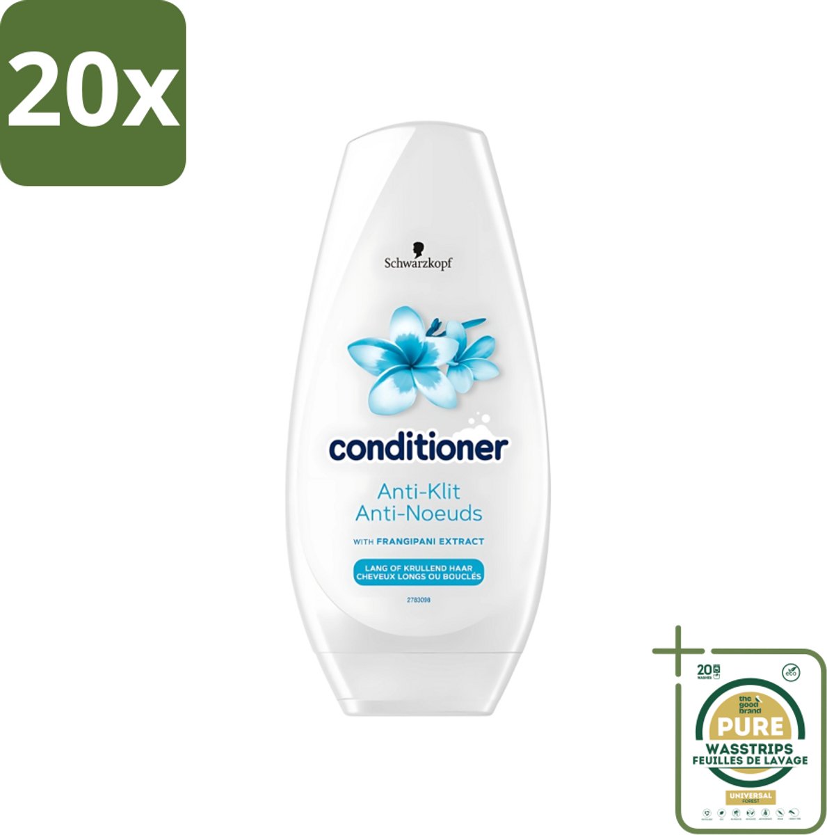 20 x Schwarzkopf - Conditioner - Anti-Klit - Lang of Krullend haar - 250ml - Grootverpakking - Anti-klit - Haar Verzorging - Klitvrij Haar - Soepel Haar - Zacht Haar