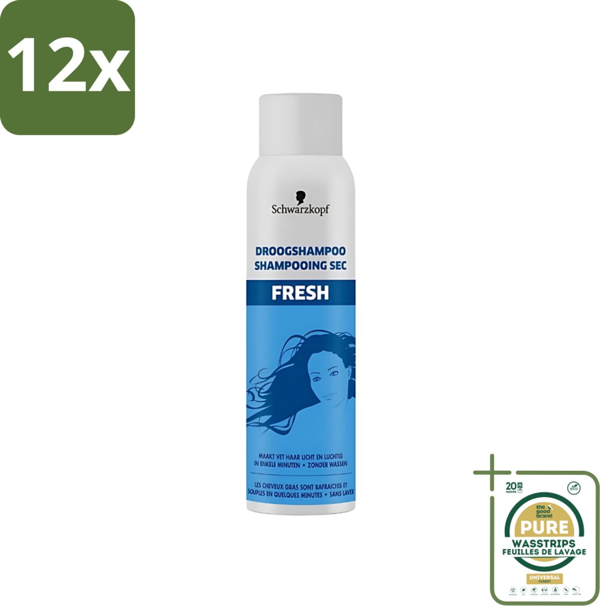 Schwarzkopf - Droogshampoo - Fresh - 150ml - Voordeelverpakking - 12 stuks - Snelvettend haar - Futloos haar