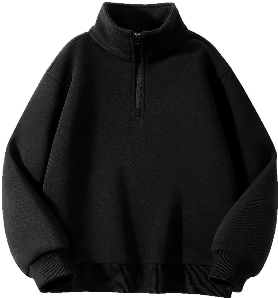Currero Quarter Zip Meisjes Sweater Met Rits Jumper Quarterzip Hoodie Meisje Warme Trui Vest Lang Coltrui 5-6 Jaar Zwart