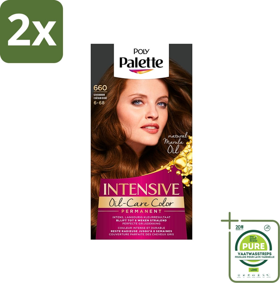 Poly Palette - Haarverf - Goud Bruin 660 - 115ml - Voordeelverpakking - 2 stuks - Haarverf - Goudbruin