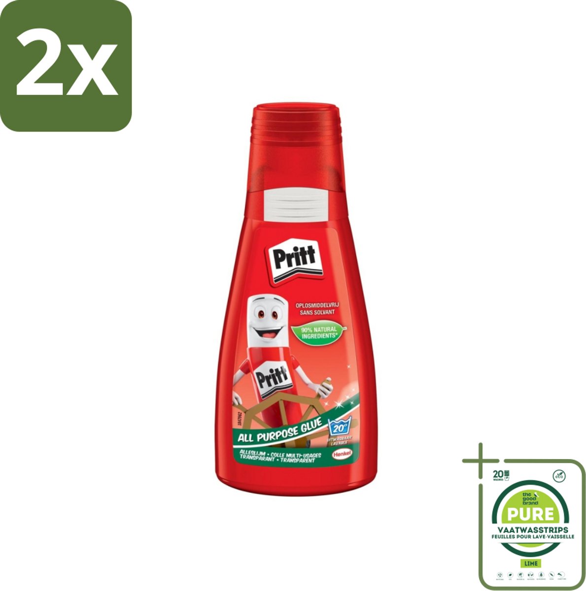 Pritt - Alleslijm - Uitwasbaar - 90% Natuurlijke Ingrediënten - 100g - Voordeelverpakking - 2 stuks - Lijm - Alleslijm