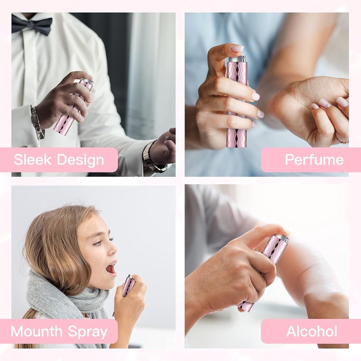 Vulbare Parfumverstuiver 10ml, Roze Aluminium Verstuiver met Glazen Binnenfles, Draagbare Parfumfles voor Handtas, Reizen en Cadeaus