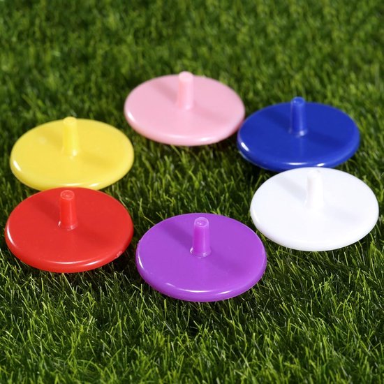 100 Stuks Multi-Color Golf Ball Markers - Plastic Flat Ronde Golfmarkers voor Precisie en Identificatie — afbeelding 4