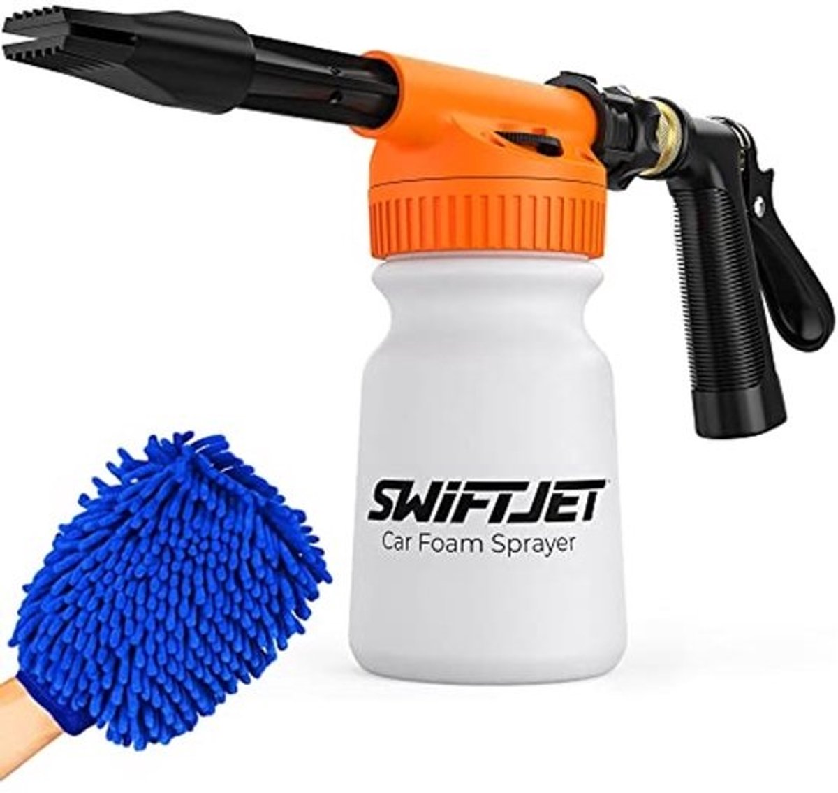 Autowasserette schuimpistool met microvezel washandschoen - schuimkanon voor tuinslang en auto-accessoires