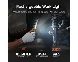 Ledvion - USB Oplaadbare LED Bouwlamp - 400lm - 6500K - IP54